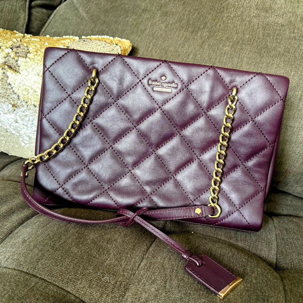 Kate Spade Quilted Burgundy Shoulder Bag